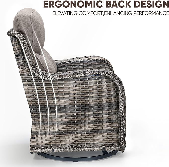 Swivel Patio Chairs sofa Set of 6 - 6" Thick Cushion - Wicker Outdoor Swivel Rocker Patio Chair ,Sofa/Glass coffee - Photo 7