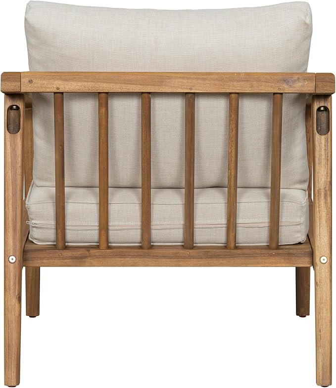 Merax 2 Piece Patio Outdoor Furniture Set, All-Weather Acacia Wood Armchairs w/Coushions, Club Chair for Porch, Lawn - Photo 4