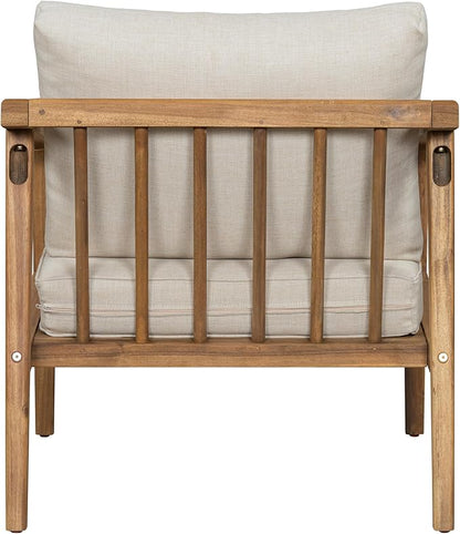 Merax 2 Piece Patio Outdoor Furniture Set, All-Weather Acacia Wood Armchairs w/Coushions, Club Chair for Porch, Lawn, Backyard, Balcony Teak+ Beige