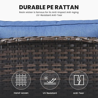 Belord Patio Wicker Furniture 4 Pieces Outdoor Furniture Set Patio Sofa Set with Wicker Chairs and Coffee Table, Paito Conversation Set for Porch Garden Deck Balcony Poolside