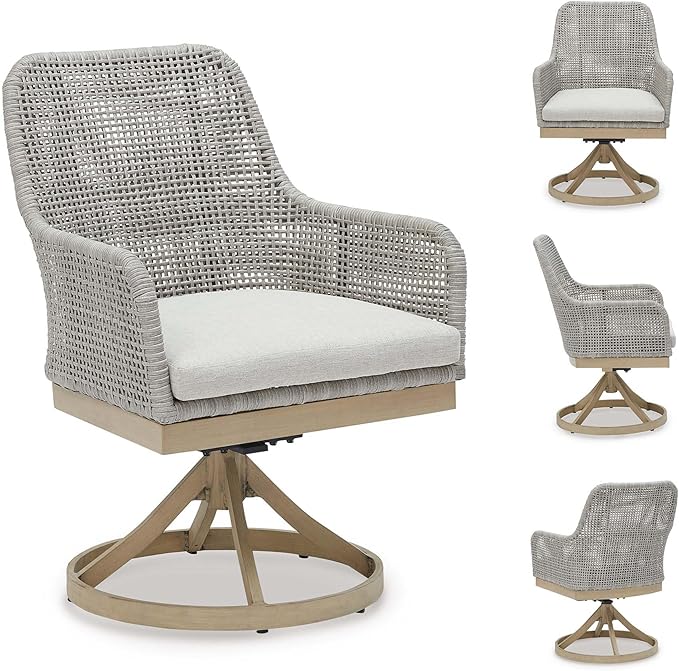 Signature Design by Ashley Seton Creek Cottage Nuvella Weather Resistant Fabric Outdoor Swivel Dining Chair with Cushion - Photo 7