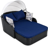 LUMISOL Outdoor Daybed with Retractable Canopy, PE Rattan Sunbed with Cushions, Double Lounge for Patio, Garden - Photo 5