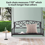 Giantex Metal Porch Swings 2 Person Outdoor Hanging Garden Bench with Sturdy Chains, Wide Seat & Curved Armrests - Photo 2