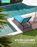 Outdoor Lounge Chairs Set of 2, Aluminum Patio Chaise Lounge Chairs with 5-Position Recliner - Photo 2