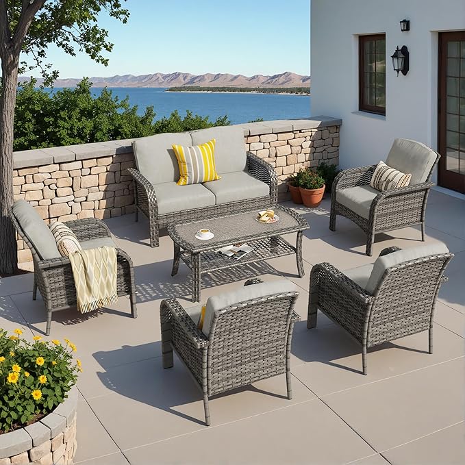 HOOOWOOO Patio Furniture Set, 6 Pieces Outdoor Conversation Set - Photo 1