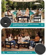 SERWALL Black HDPE Outdoor Loveseat with Khaki Cushions, All Weather Use Outdoor Loveseat Sofa - Photo 4