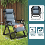 NAIZEA Padded Zero Gravity Chair, Cooling Fabric Folding Outdoor Lounge Chairs - Photo 2