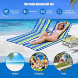 COSTWAY 3-Piece Beach Lounge Chairs, Outdoor Lounger with Side Table, 5 Reclining Positions - Photo 5