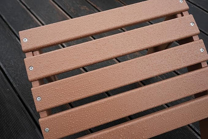nevilywood HDPE Folding Ottoman - Adirondack Chair Footrest – Weather Resistant, Wood-Grain, Low-Maintenance-, Garden Patio Porch – Teak Brown