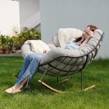 Grand patio Outdoor Rocking Chair with 2 Cushions, E-Coated Papasan Rocking Chair with Cushion - Photo 7