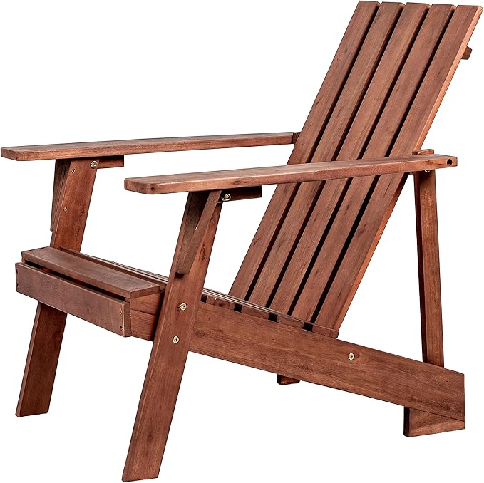 Eyely PTA1001C Spencer Outdoor Patio Modern Acacia Wood Adirondack Chair, Dark Brown for Mid-Century, Classic, Modern, Cottage, Farmhouse, Rustic