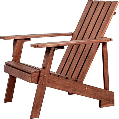 Eyely PTA1001C Spencer Outdoor Patio Modern Acacia Wood Adirondack Chair, Dark Brown for Mid-Century, Classic, Modern, Cottage, Farmhouse, Rustic