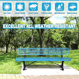 Heavy Duty Metal Park Bench for Outside, Outdoor Garden Benches with Backrest & Portable Frame - Photo 4