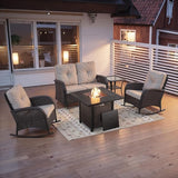 Belord 5 Pieces Patio Furniture Set with 50000 BTU Propane Fire Pit Table, All-Weather Patio Rocking Chairs - Photo 2
