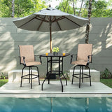 VINGLI 32" Outdoor Patio Bar Height Table, Square Tempered Glass Metal Table for Patio, Backyard - Photo 2