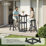 Ciokea 3 Pcs Space-Saving Round Bistro Set, High-Top Outdoor Bar Set with Storage Shelf & 2 Saddle Stools - Photo 5