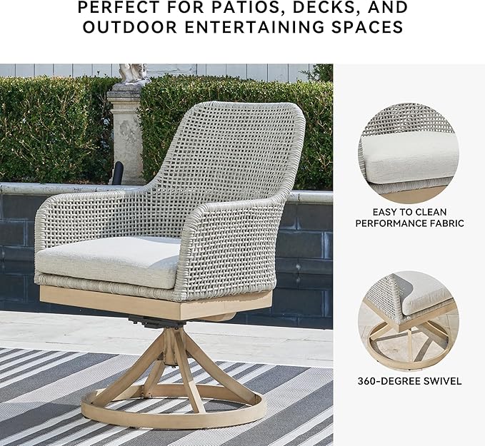 Signature Design by Ashley Seton Creek Cottage Nuvella Weather Resistant Fabric Outdoor Swivel Dining Chair with Cushion - Photo 5