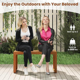 RELAX4LIFE 2-Person Wooden Outdoor Bench - 36’’ Acacia Wood Backless Patio Garden Bench w/Slatted Seat - Photo 5