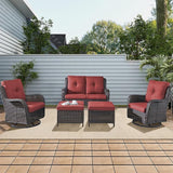 Rilyson Wicker Patio Furniture Set - 5 Piece Rattan Outdoor Sectional Conversation Sets with 2 Rocking Swivel Chairs - Photo 7