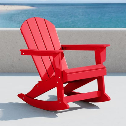 WO WESTIN OUTDOOR HDPE Laguna Outdoor Rocking Poly Adirondack Chair, Red