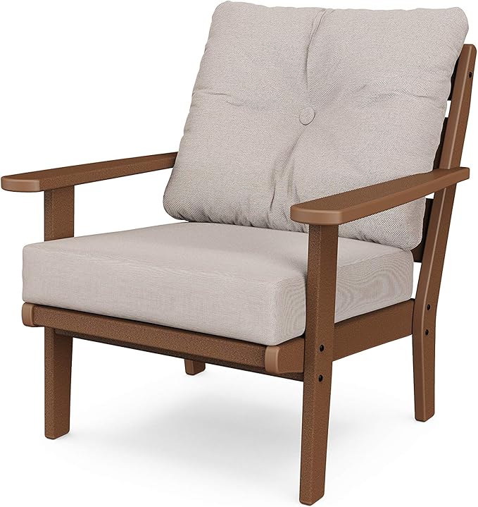 POLYWOOD® Lakeside Deep Seating Chair in Teak/Dune Burlap