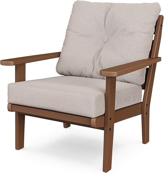 POLYWOOD® Lakeside Deep Seating Chair in Teak/Dune Burlap