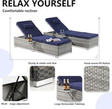Outdoor Chaise Lounge Chair Set of 2 Wicker Pool Lounge Chairs Tanning Lounges for Outside Lawn Sunbathing Chairs with - Photo 4
