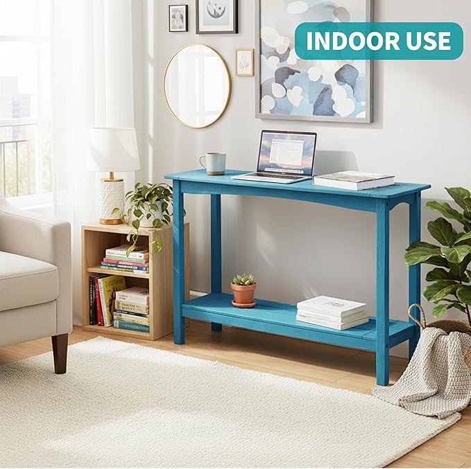 Outdoor Console Table, All-Weather 2-Tier Patio Console Table, Outside Plant Stand Table, Low Maintenance - Photo 8