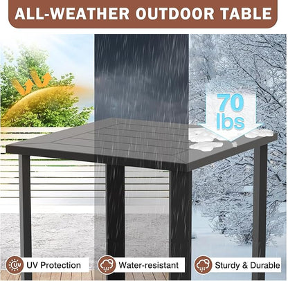 EAGLE PEAK Urban Slate Modern Outdoor Side Table, Weather-Resistant Steel Accent Patio Table for Backyard, Garden, Deck, Porch, or Balcony, Black