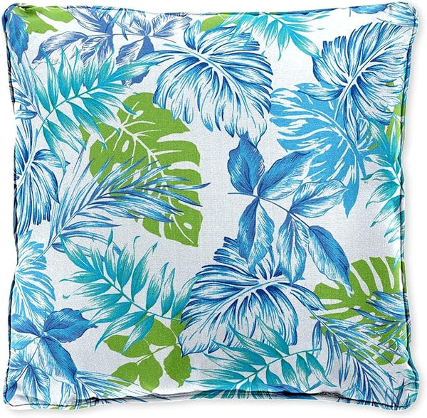 BrylaneHome 16" Square Toss Pillow - Patio & Outdoor - Patio & Outdoor - Water, Stain & Fade Resistant - Blue Fern - Photo 1