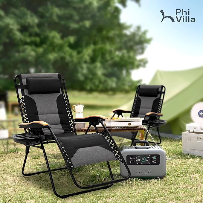 PHI VILLA XXL Oversized Padded Zero Gravity Chair, Foldable Patio Recliner - Photo 2