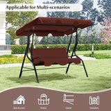 RELAX4LIFE 3-Person Porch Swing Chair - Outdoor Swing w/Adjustable Canopy, Removable Cushion & Metal Frame Stand - Photo 9
