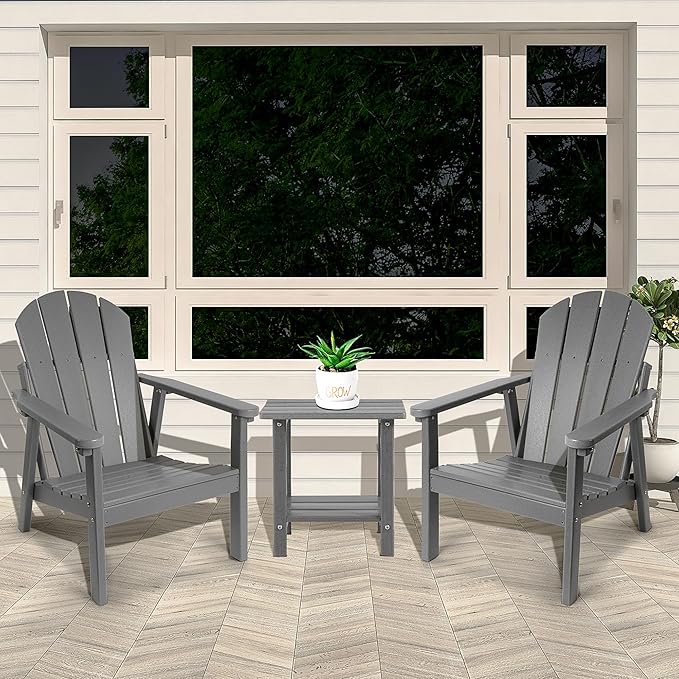 Adirondack Chair Set of 2, HDPE All Weather Adirondack Chairs, Fire Pit Chairs, Patio Chairs, Lawn Chairs. Perfect for Porch, Patio, Poolside, Deck.