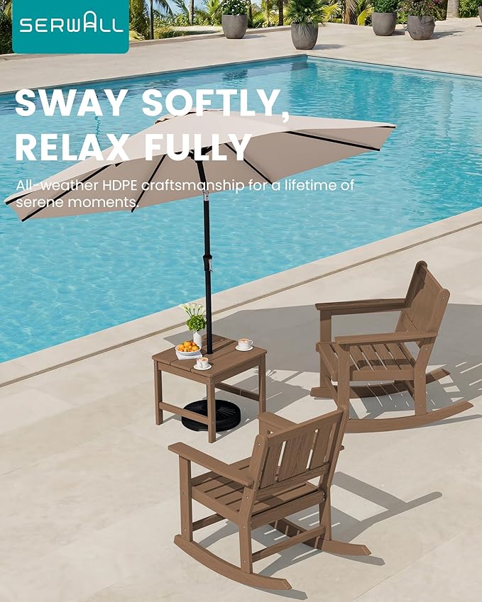 SERWALL Outdoor Rocking Chairs Set of 4 with 2 Side Tables - Photo 8