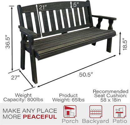 Amish Casual Outdoor Heavy Duty 800 LB Mission Pressure Treated Garden Bench(4 Foot, Semi-Solid Black Stain)