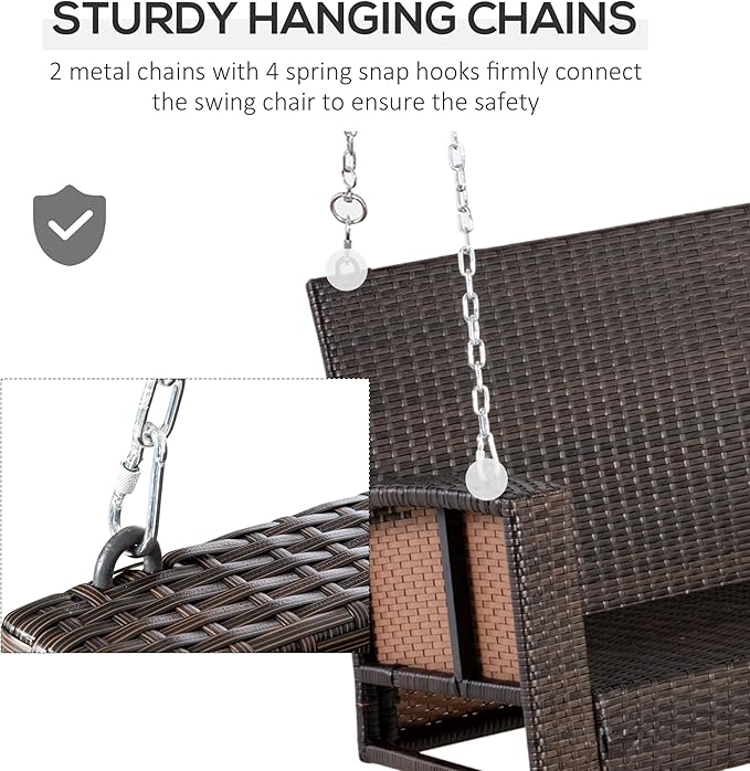 Outsunny 2 Person Wicker Hanging Swing Bench - Photo 5