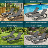 Kozyard Outdoor Chaise Lounge Chair, Full Flat Adjustable Patio Lounger with Aluminum Frame & Resin Legs - Photo 8