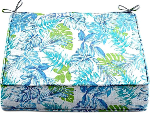 BrylaneHome Extra-Thick Seat Cushion - 23”L x 22”W x 5.5”H - Patio & Outdoor - Water, Stain & Fade Resistant - Blue Fern - Photo 1