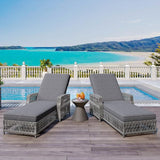 Set of 2 Adjustable Wicker Chaise Lounge with Armrests - Photo 1