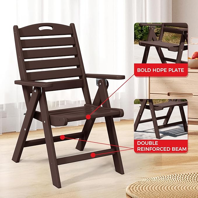 Costaelm Outdoor Adjustable Highback Folding Patio Dining Chair - Photo 7