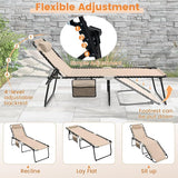 Goplus Chaise Lounge Chair Outdoor, Folding 5-Postion Beach Lounge Chair with Detachable Pillow, Side Pocket - Photo 4