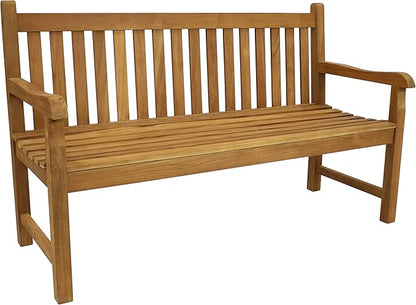 Sunnydaze 2-Person Outdoor Bench for Front Porch or Park - Wooden Teak Patio Garden Bench with Backrest - 675 lb Weight Capacity - 60"