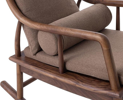 Rocking Chair Black Walnut Wood Patio Rocking Chairs Outdoor Rocking Chair & Indoor Rocker for Garden Patio Balcony Backyard Porch Rocker with Cushion and Backrest