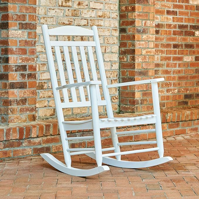 Shine Company Set of 2 Maine Wood Rocking Chairs, 2-Pack, White