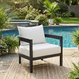 Merax 27.6" Outdoor Curved Patio Accent Chair with All-Weather Coushions, Aluminum Frame Single Lounge for Chair Porch - Photo 2
