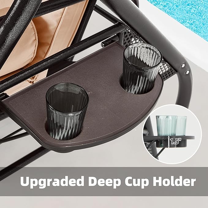 HOMREST 3 Seat Outdoor Porch Swing with Adjustable Canopy, Convertible Patio Swing Bed with Stand - Photo 8