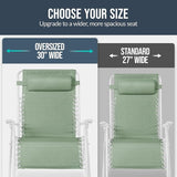 Best Choice Products Set of 2 Extra Wide Adjustable Steel Mesh Zero Gravity Lounge Chair Recliners w/Pillows and Cup - Photo 4
