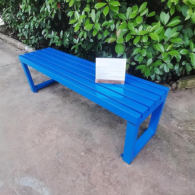 Outdoor Bench Weatherproof Garden Bench Metal Outdoor Seating All Weather Park Bench Outside Bench, Easy to Assemble(Blue,150cm/59in)