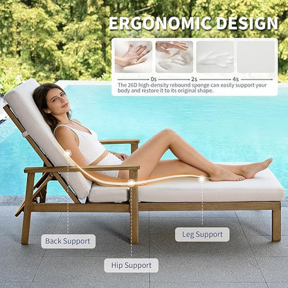Outdoor Chaise Lounge Set of 2, Aluminum Chaise Lounge with Side Table, 6-Position Adjustable Pool Chaise Lounge Chair with Cushion, Outdoor Pool Recliners Set for Beach, Yard, or Poolside