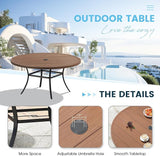 Patio Dining Table for 6-8, Round Metal Outdoor Table with 1.57" Umbrella Hole - Photo 5